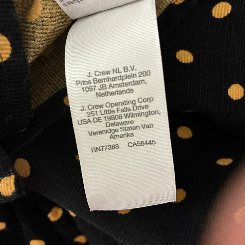 Madewell Polka Dot Corduroy Puff Sleeve Wrap Top Black‎ Tan XS G7835